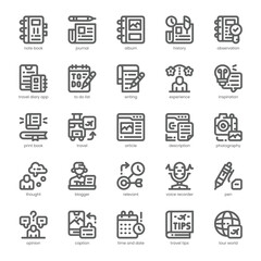 Travel Diary Icon pack for your website, mobile, presentation, and logo design. Travel Diary Icon outline design. Vector graphics illustration and editable stroke.