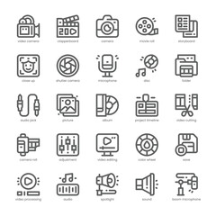 Video Editing Icon pack for your website, mobile, presentation, and logo design. Video Editing Icon outline design. Vector graphics illustration and editable stroke.