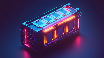 Futuristic Battery Pack with Neon Lighting
