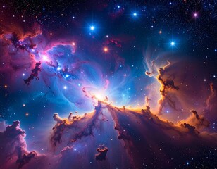 Nebula and galaxies in space. Abstract cosmos background