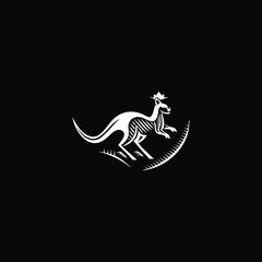 Kangaroo Logo. Minimalist Black Silhouette Design for Bold and Agile Branding