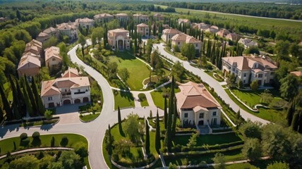 Aerial view of a luxurious residential community