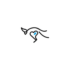 Love Kangaroo Logo. Iconic, Simple and Elegant Kangaroo Design Symbolizing Affection and Care