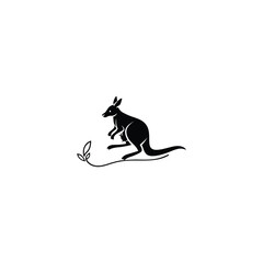 Kangaroo Logo. Minimalist Black Silhouette Design for Bold and Agile Branding