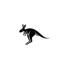 Kangaroo Logo. Minimalist Black Silhouette Design for Bold and Agile Branding
