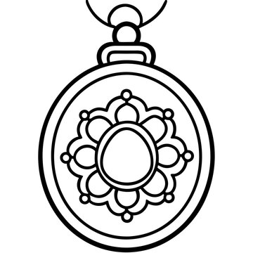 black and white pendant necklace design clip art preview
