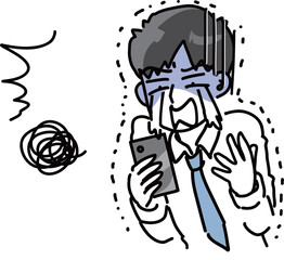 仮想通貨が大暴落して大泣きするサラリーマンのベクターイラスト