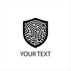 Vector Logo of Shield with Fingerprint for Cybersecurity Branding