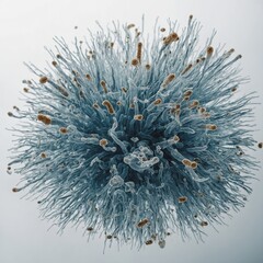 Microscopic view of bacteria swimming with white background



