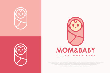 Child Care Logo symbol with baby vector illustration