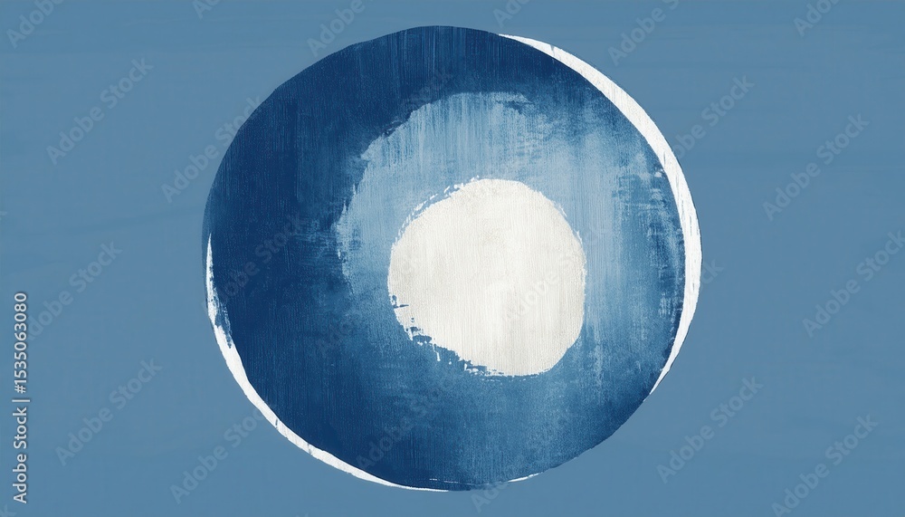 Poster abstract blue circular brushstroke with textured gradients on soft blue canvas, ideal for modern bra