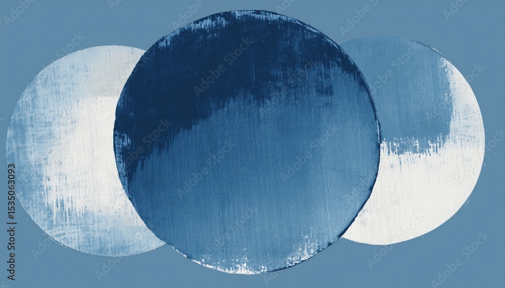 Poster abstract blue circular brushstroke with textured gradients on soft blue canvas, ideal for modern bra