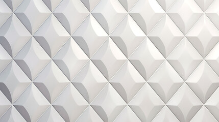 Tessellated surface of white diamond-shaped tiles, embedded into a soft concrete-toned wall with natural lighting variations