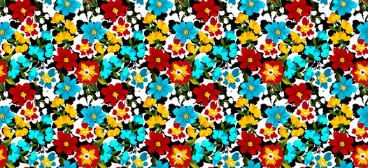 Seamless daisy pattern. Hand draw flowers pattern.
