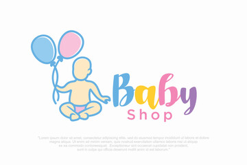 Child Care Logo symbol with baby vector illustration