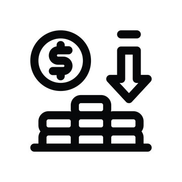 decrease line icon. Clean and minimalist vector icon for websites, mobile apps, presentations, and logos. Fully scalable and customizable for any project.