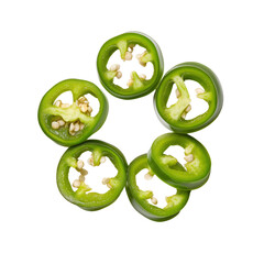 Fresh Green Jalape&ntilde;o Peppers with Seeds on isolated background, generative ai