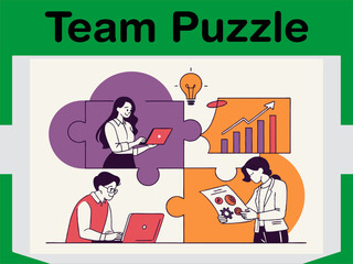 Business Team Puzzle Collaboration Animated Concept