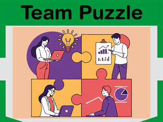 Business Team Puzzle Collaboration Animated Concept