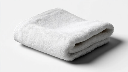 Soft Hand Towel Mockup Neatly Folded on Clean White Background &ndash; Minimalist Textile and Bathroom Decor Display