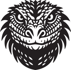 Fearsome Dragon Head Intricate Tribal Design, Powerful Reptile Illustration