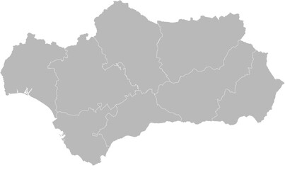 Andalusia, Spain – administrative vector map with province boundaries (Web Mercator projection, PPT-compatible & fully editable)