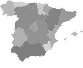 Spain vector map with autonomous communitiy boundaries (Web Mercator projection, PPT-compatible & fully editable)	