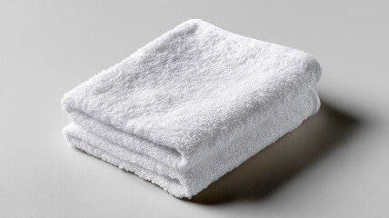 Soft Hand Towel Mockup Neatly Folded on Clean White Background &ndash; Minimalist Textile and Bathroom Decor Display