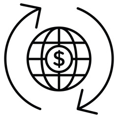 International money transfer icon Outline isolated logo mark
