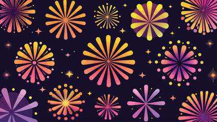 Colorful Fireworks Display on Dark Background for Celebrations and Festive Occasions