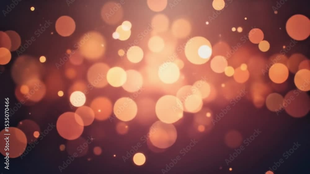 Poster sparkling bokeh background with warm orange lights and glittering particles