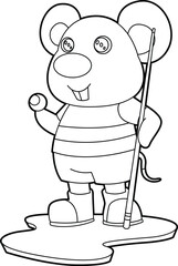 Mouse Billiard Queue Animal Vector Graphic Art Illustration