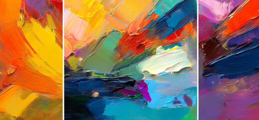 Abstract art painting of rough colorful multicolored art painting texture, with oil brushstroke, pallet knife paint on canvas background design.