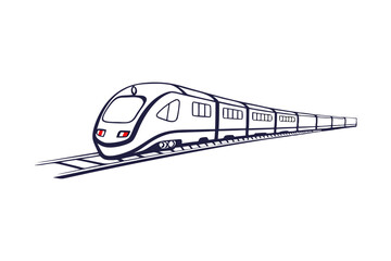 Fototapeta premium Minimal Train and Railroad Track Line Drawing