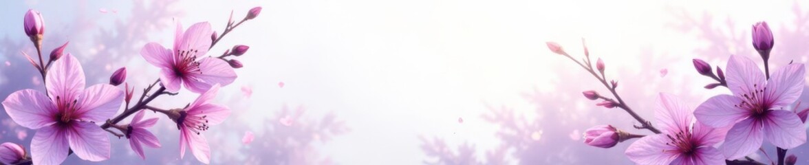 Delicate watercolor purple blossoms and foliage on matte finish,  elegant,  luxury