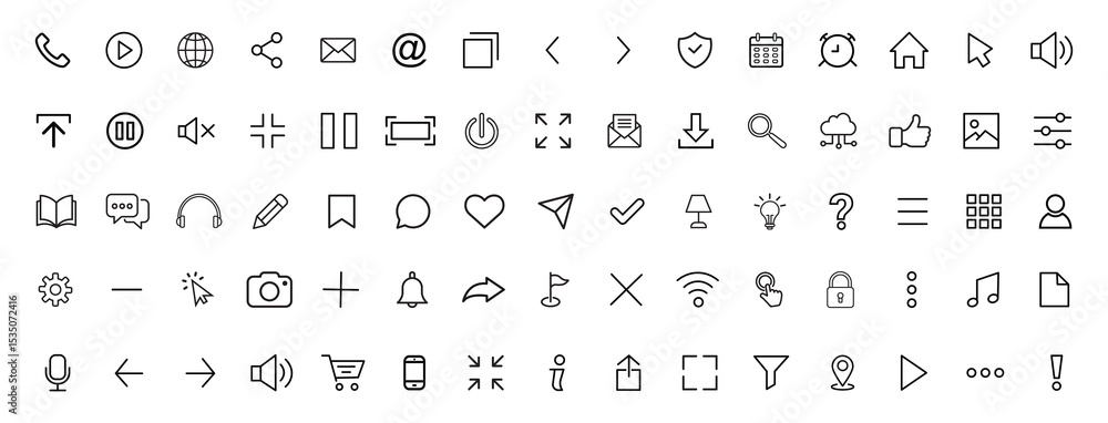 Poster set of website interface thin line icons. user interface icons. basic web icons collection. vector i