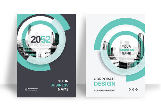 Business Report Cover Template &ndash; Green and Black Geometric Layout (A4)