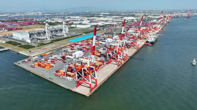 aerial view of container yard.