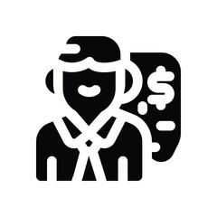 investor glyph icon. Strong and solid vector icon for websites, mobile interfaces, presentations, and visual branding. High quality and easy to edit.