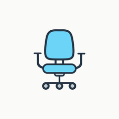 Fototapeta premium Ergonomic office chair icon for workplace design, employee comfort, remote working setup, desk furniture infographic, and productivity environments