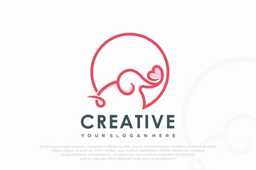 elephant logo baby and mom design template . vector illustration