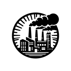Obraz premium Industrial factory pollution emblem design