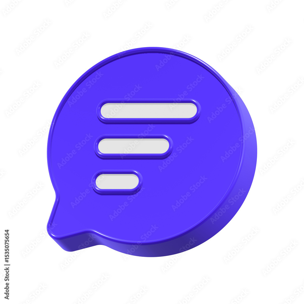 Poster 3d speech bubble chat icon isolated on transparent background