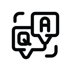 q and a line icon. Clean and minimalist vector icon for websites, mobile apps, presentations, and logos. Fully scalable and customizable for any project.