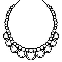 Elegant Pearl Choker Line Art