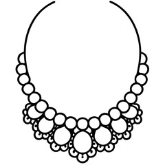 Elegant Pearl Choker Line Art
