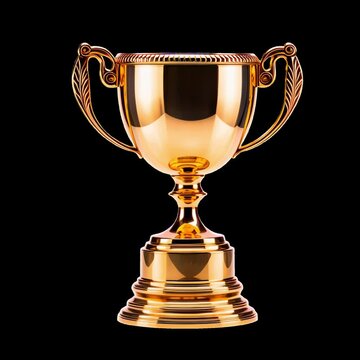 Golden trophy symbolizing ultimate victory animation isolated asset, transparent 4K video, alpha channel, ProRes 4444