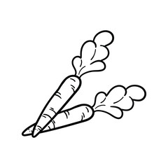 Carrot line art illustration for coloring book