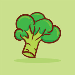 Flat vector illustration of brocoli vegetable for book cover, poster banner sticker