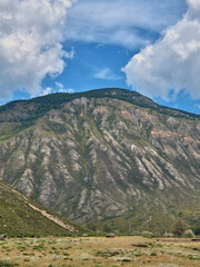 Mountain with alluvial fan. Altai mountain landscape natural background.